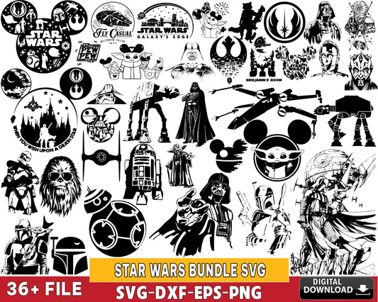 Star Wars Bundle svg , 36+ file Star wars bundle svg eps png dxf , for Cricut, Silhouette, digital, file cut