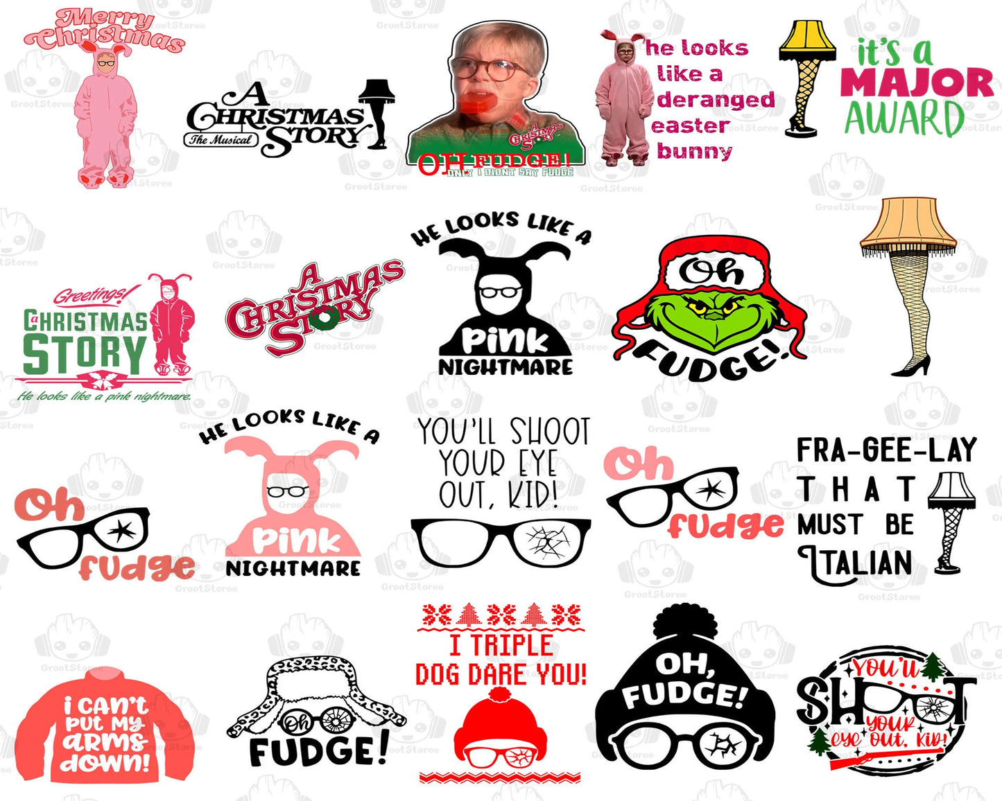 40+ Christmas Story Png Bundle, Oh Fudge Png, Christmas Movie Png Bundle, for Cricut, Silhouette, digital, file cut