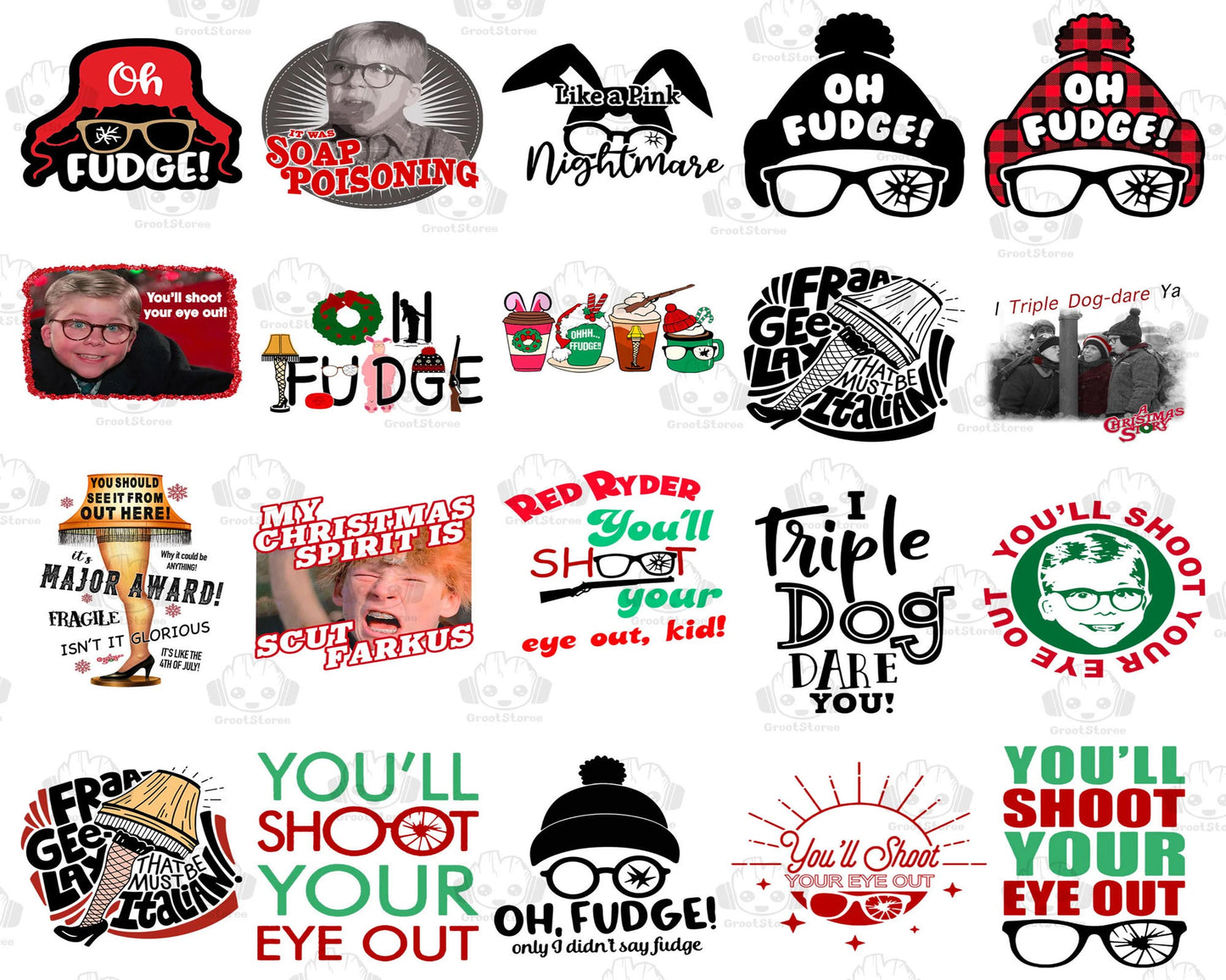 40+ Christmas Story Png Bundle, Oh Fudge Png, Christmas Movie Png Bundle, for Cricut, Silhouette, digital, file cut