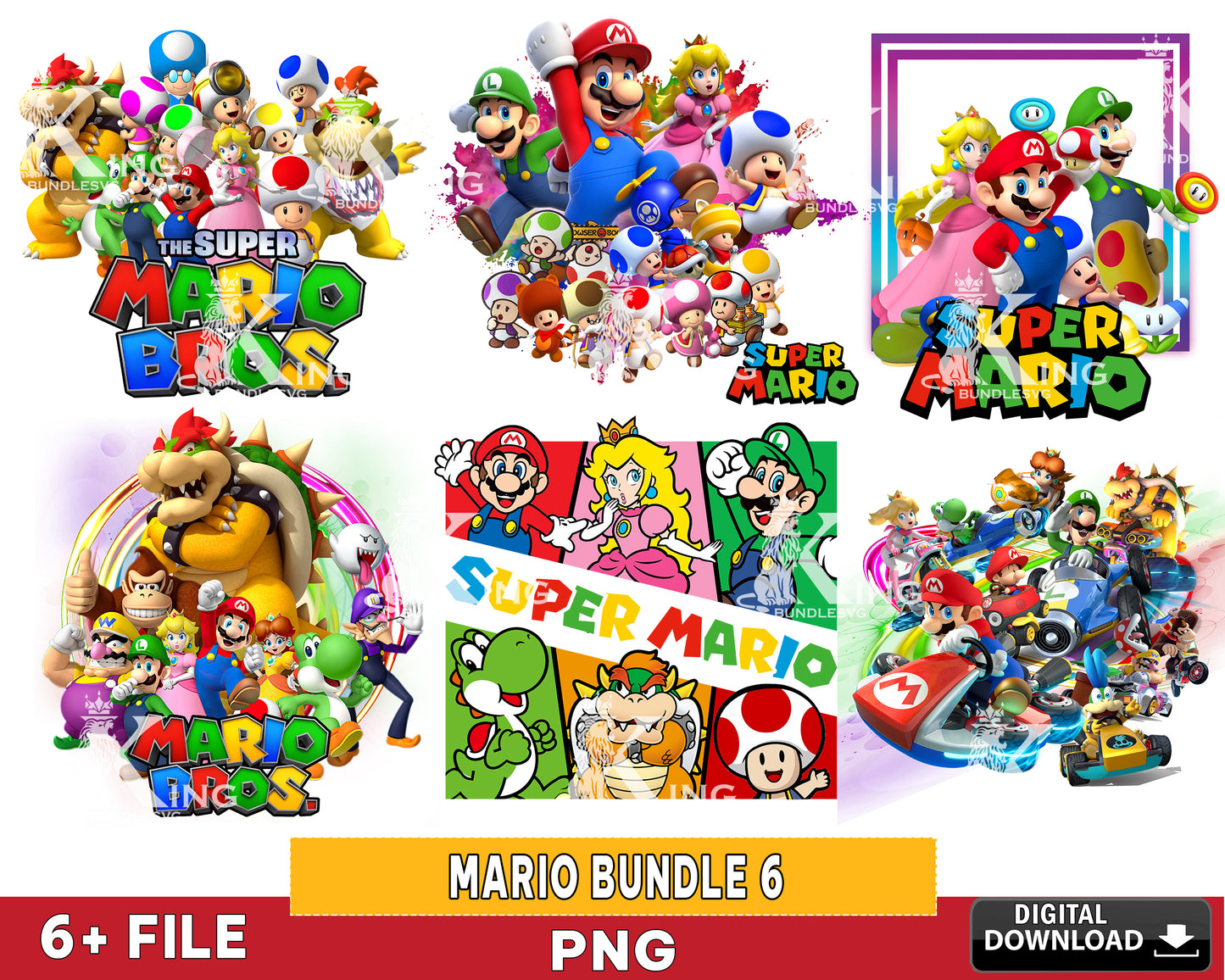 6 file super mario bundle png, super mario png , for Cricut, Silhouette, digital download