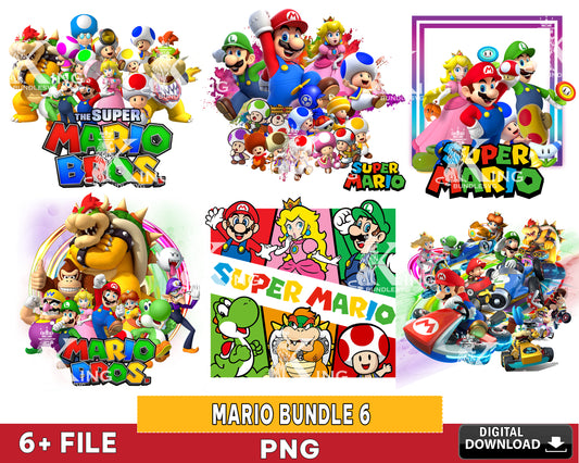 6 file super mario bundle png, super mario png , for Cricut, Silhouette, digital download