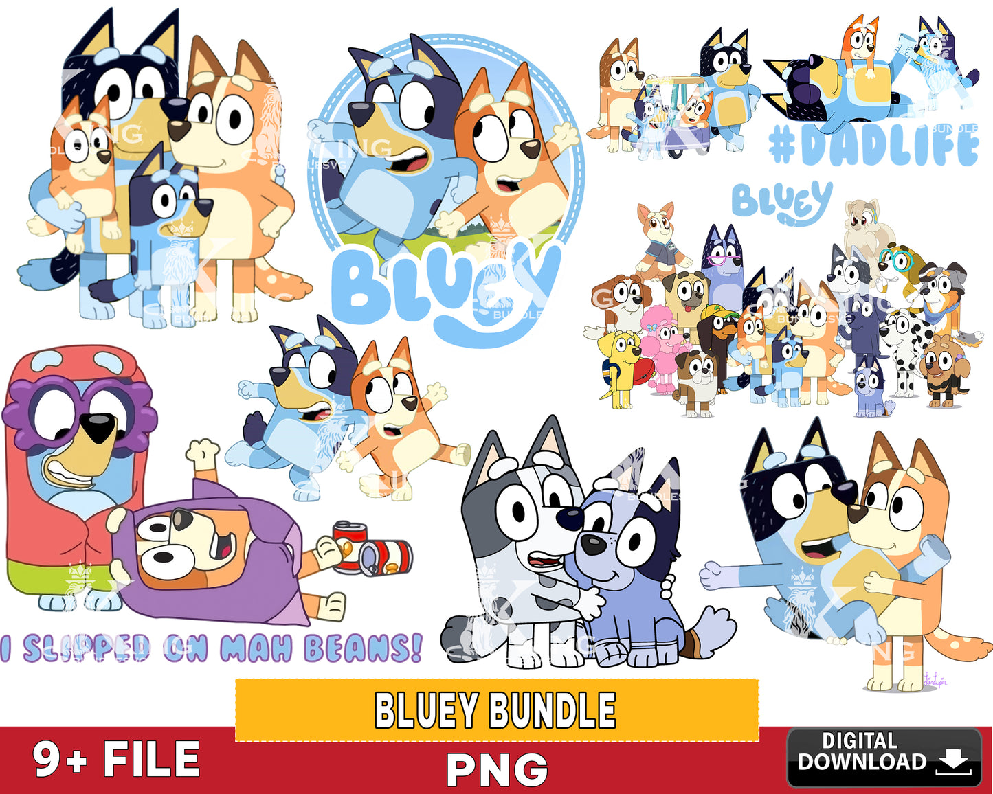 9+ file Bluey bundle PNG , Bluey PNG, Silhouette, digital download