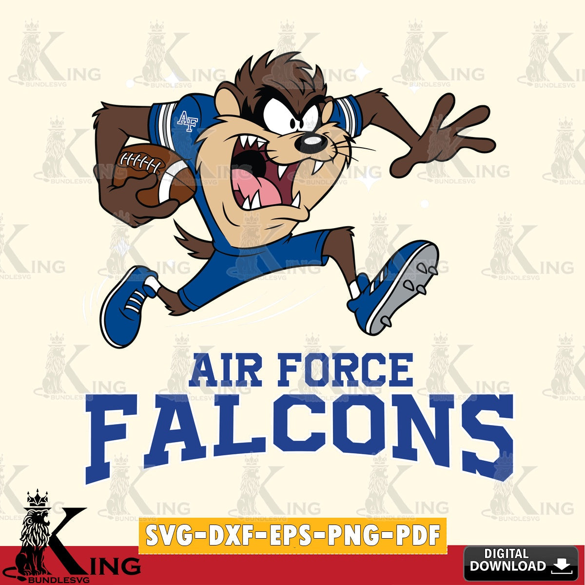 Air Force Falcons Angry Taz Football SVG file, Cut file  , Digital Download , Instant Download, Taz svg, NCAA svg