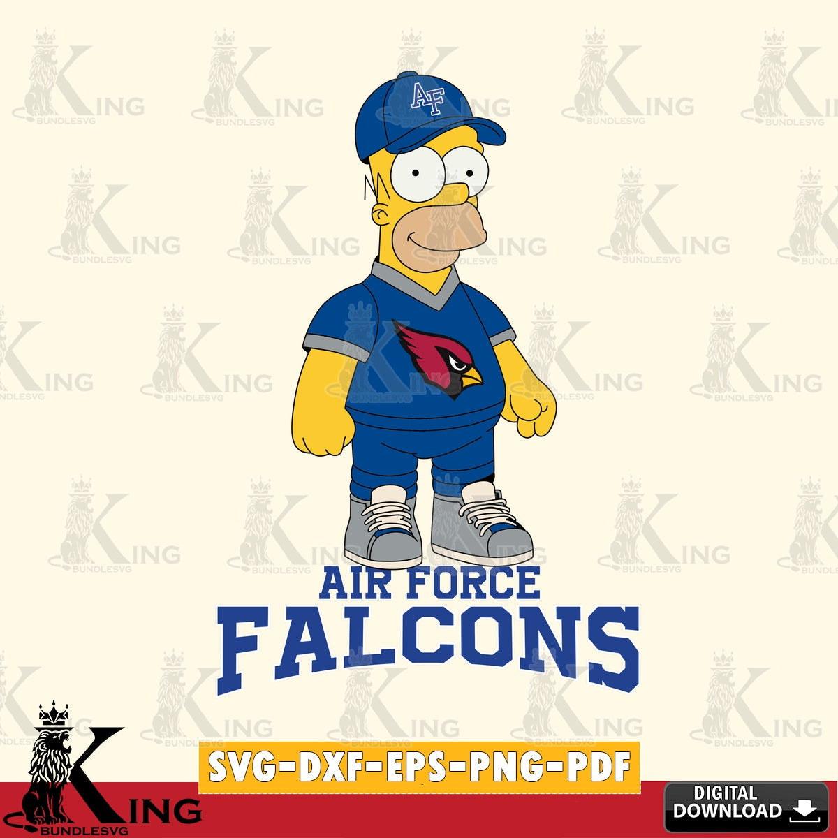 Creative design featuring Air Force Falcons Homer Simpson Football, a digital file for silhouette cameo and cricut projects