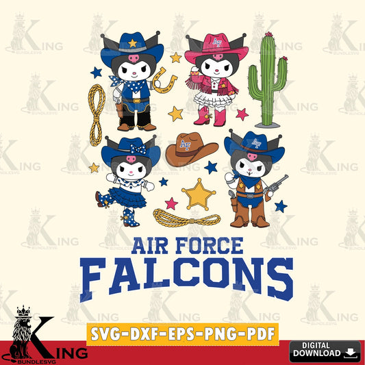 Air Force Falcons Kuromi Cowboy Western SVG file, Cricut, Cut file  , Digital Download , Instant Download, Sanrio svg, Clipart