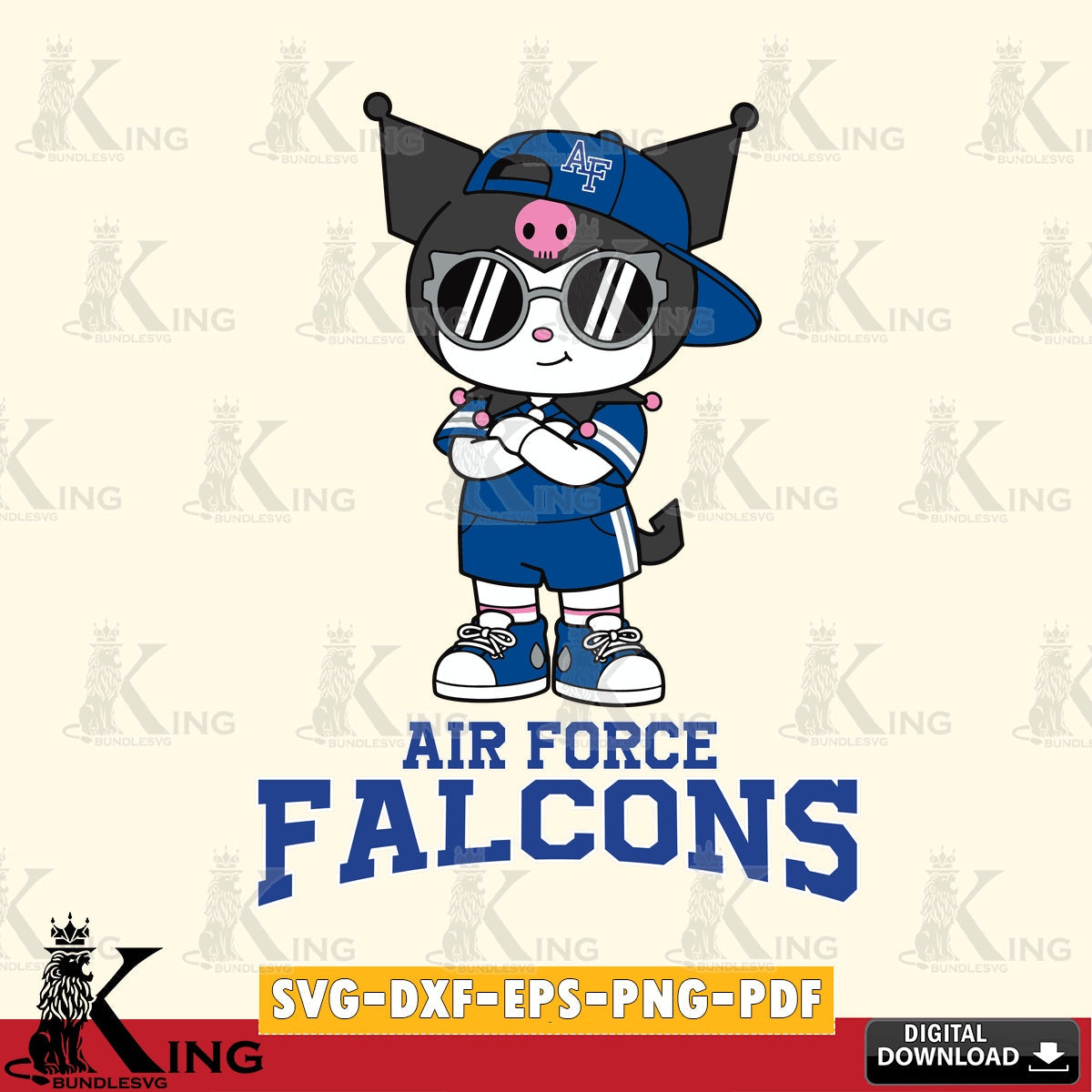 Air Force Falcons Kuromi Football Jersey SVG file, Cricut, Cut file  , Digital Download , Instant Download, Sanrio svg, Clipart