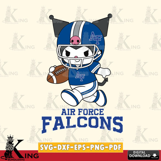 Air Force Falcons Kuromi Football Run SVG file, Cricut, Cut file  , Digital Download , Instant Download, Sanrio svg, Clipart