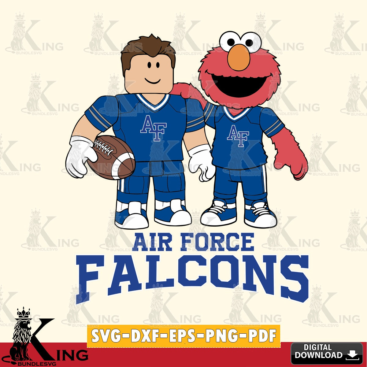 Air Force Falcons Roblox & Elmo Football SVG file , NCAA Cricut,  File cut , Digital Download , PDF File