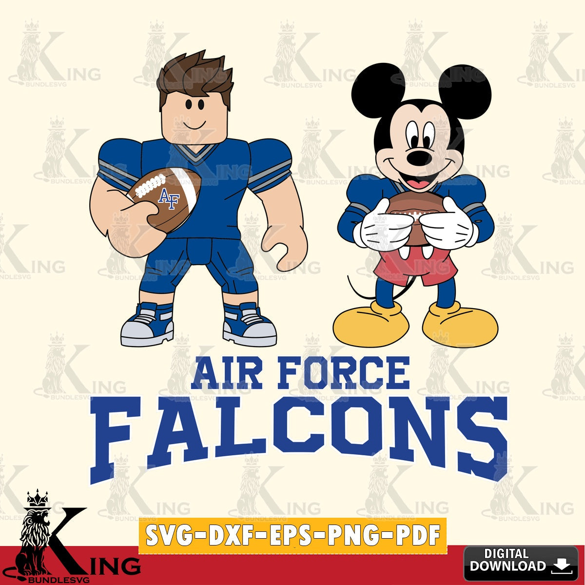 Air Force Falcons Roblox & Mickey Football SVG file , NCAA Cricut,  File cut , Digital Download , PDF File