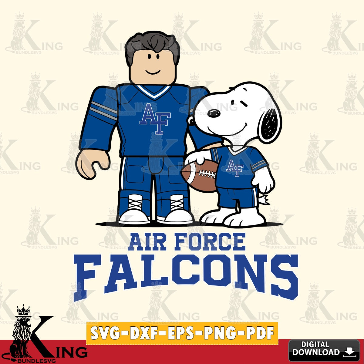 Air Force Falcons Roblox & Snoopy Football SVG file , NCAA Cricut,  File cut , Digital Download , PDF File