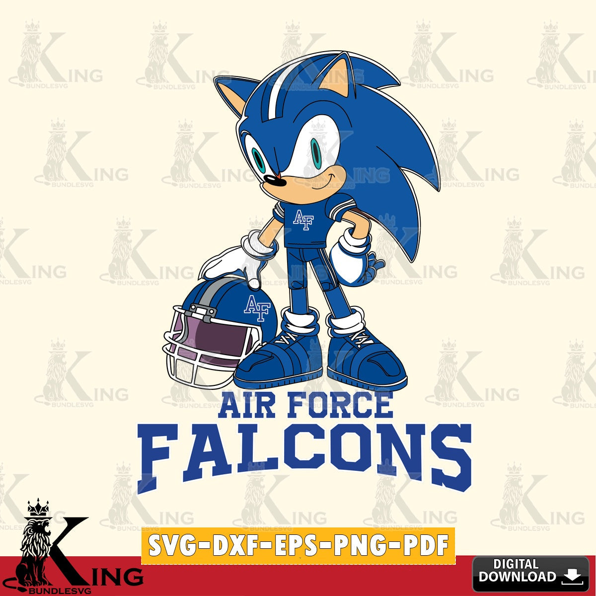 Eye-catching graphic of Air Force Falcons Sonic Player Football, a cut file ideal for vinyl projects and T-shirt printing