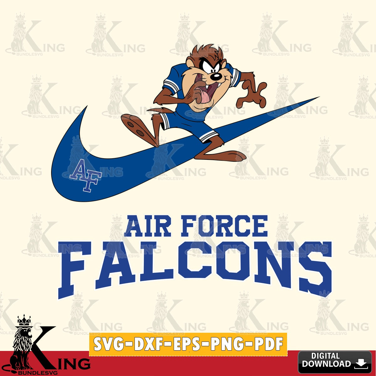 Air Force Falcons Taz Football Nike SVG file, Cut file  , Digital Download , Instant Download, Taz svg, NCAA svg