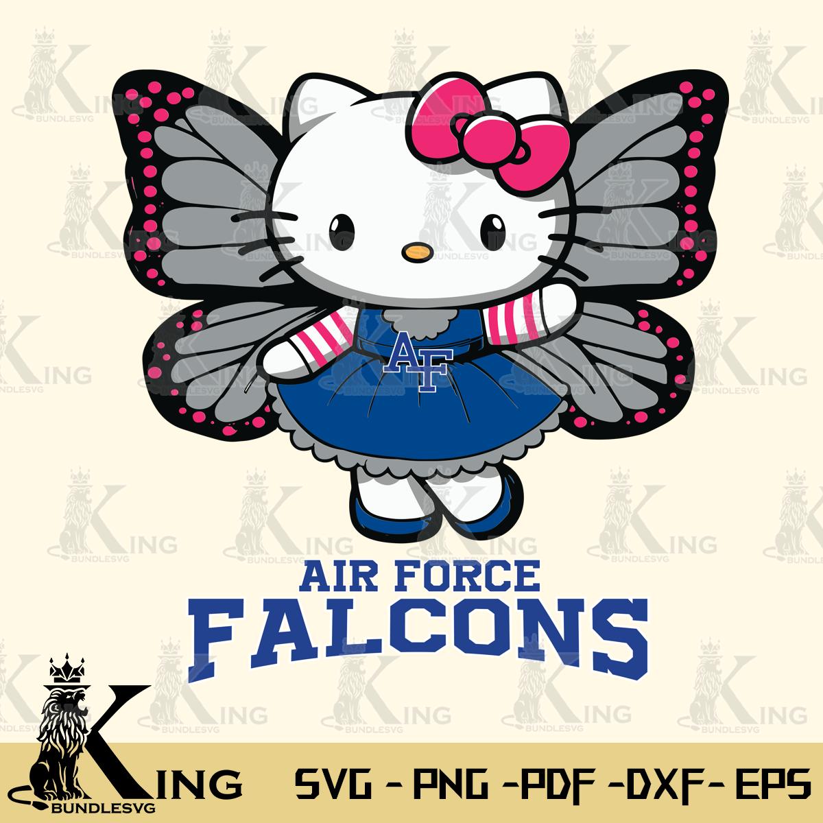 Air Force Falcons Whimsical Kitty Wings Svg Eps Dxf Png File, Digital Download