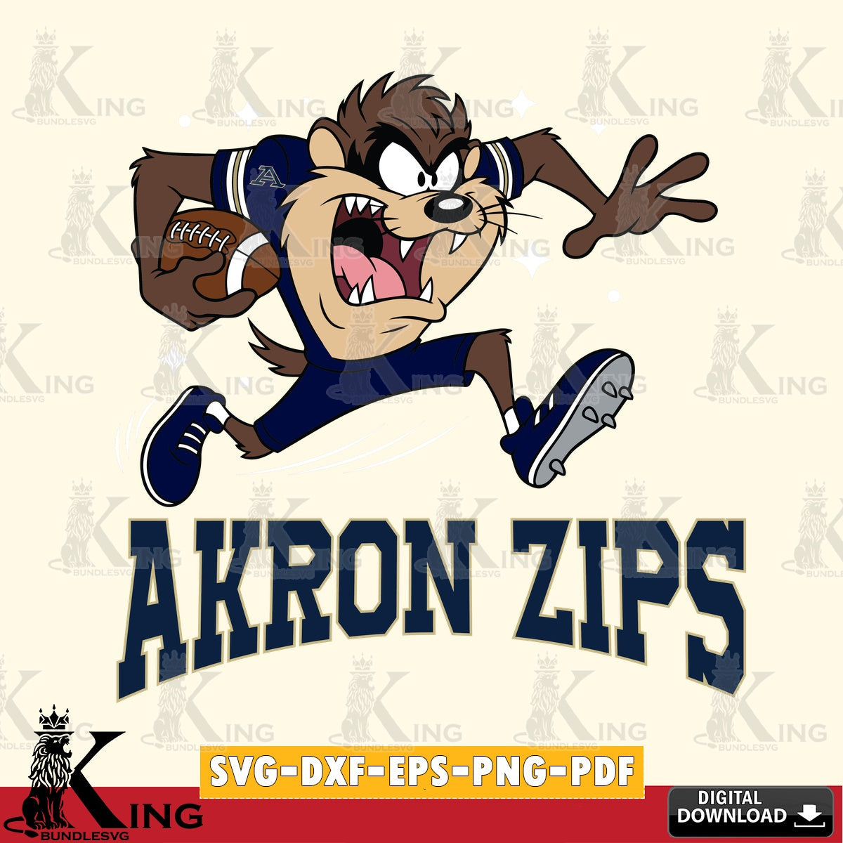 Akron Zips Angry Taz Football SVG file, Cut file  , Digital Download , Instant Download, Taz svg, NCAA svg