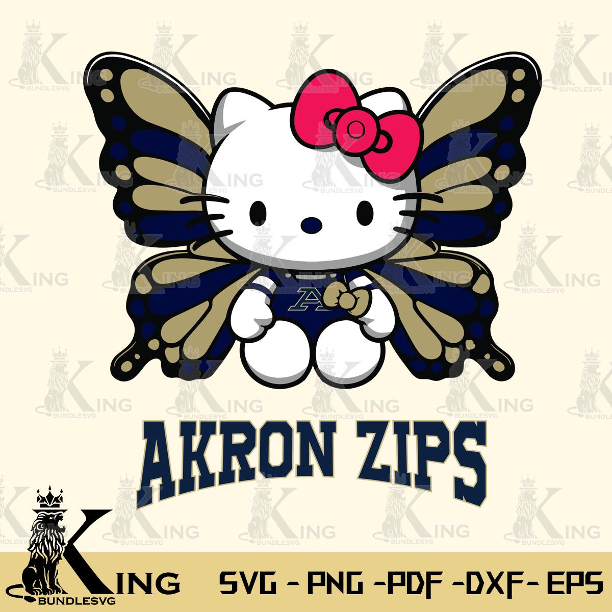 Akron Zips Butterfly Kitty Delight Svg Eps Dxf Png File, Digital Download