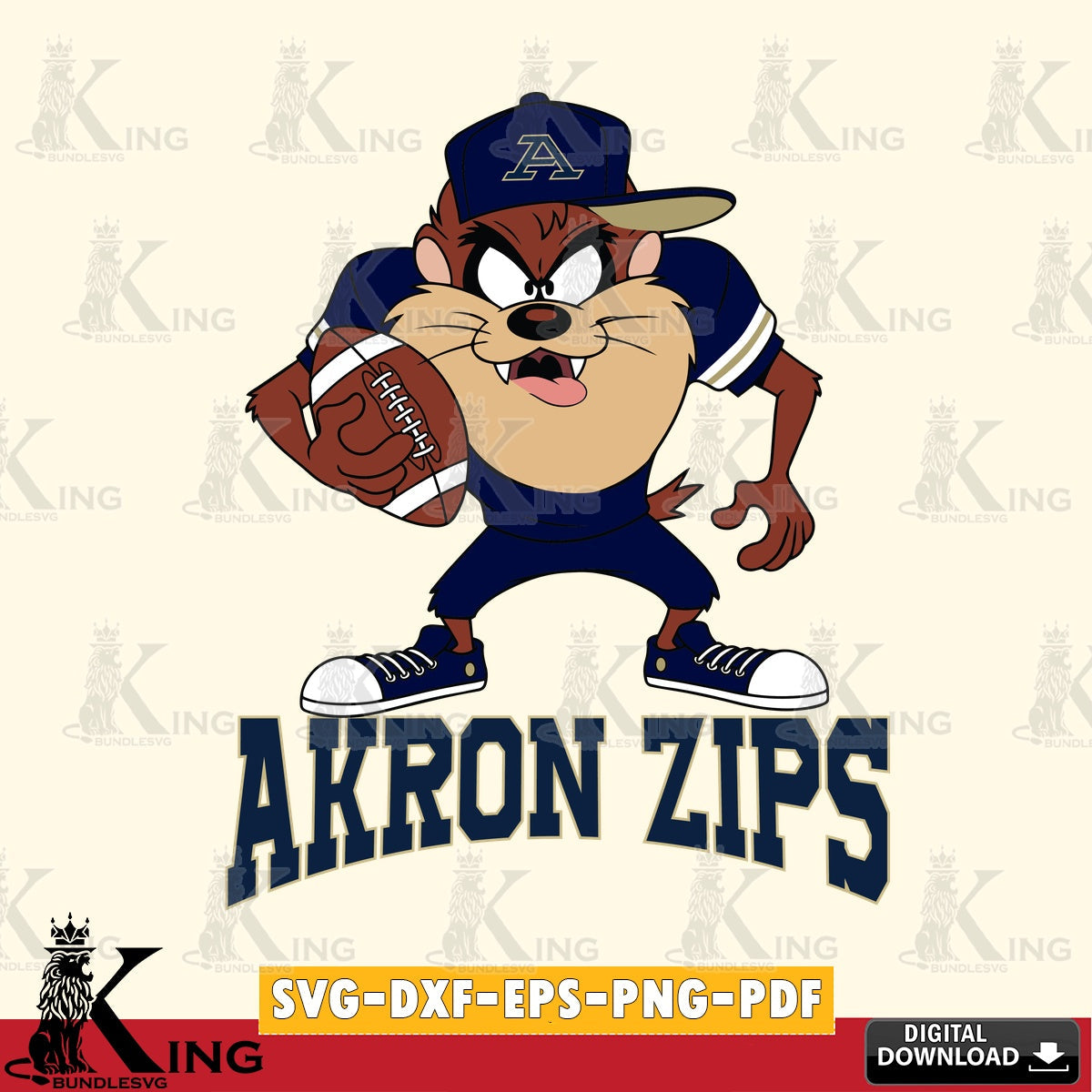 Akron Zips Đồng phục bóng đá Taz SVG file, Cut file  , Digital Download , Instant Download, Taz svg, NCAA svg