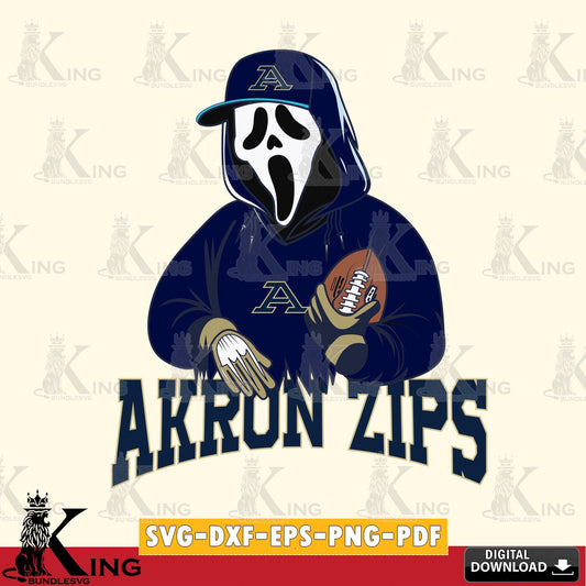 Digital clipart of Akron Zips Ghostface Scream football player, NCAA, cut file ideal for vinyl projects and T-shirt printing