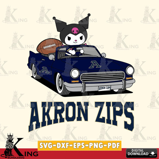 Akron Zips Kuromi Car Football Game SVG file, Cricut, Cut file  , Digital Download , Instant Download, Sanrio svg, Clipart