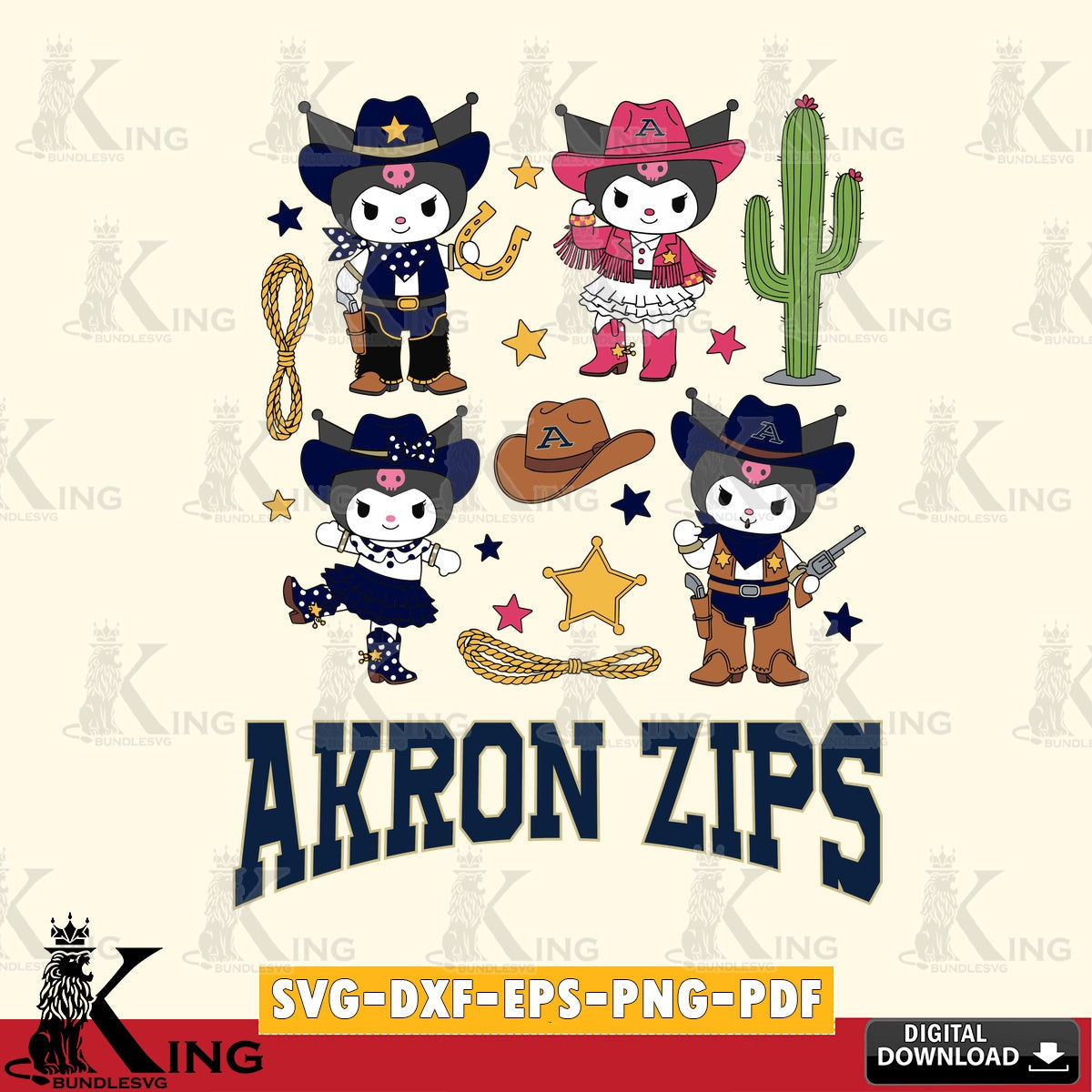 Akron Zips Kuromi Cowboy Western SVG file, Cricut, Cut file  , Digital Download , Instant Download, Sanrio svg, Clipart