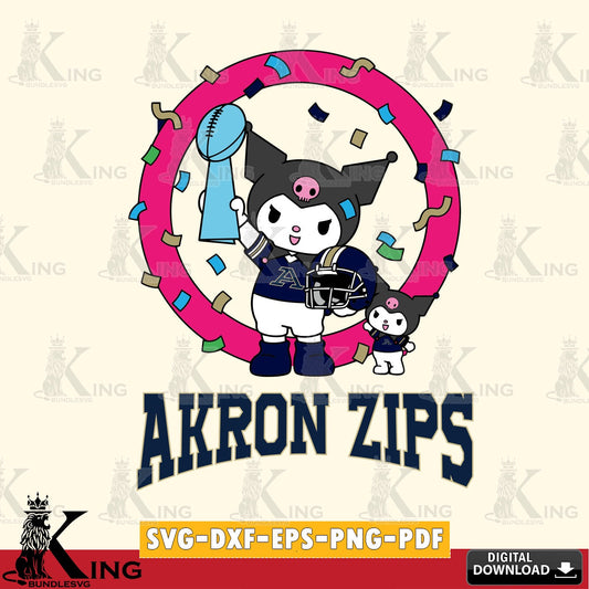 Akron Zips Kuromi Football Champion SVG file, Cricut, Cut file  , Digital Download , Instant Download, Sanrio svg, Clipart