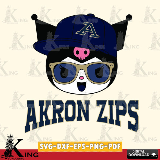 Akron Zips Kuromi Football Cool SVG file, Cricut, Cut file  , Digital Download , Instant Download, Sanrio svg, Clipart