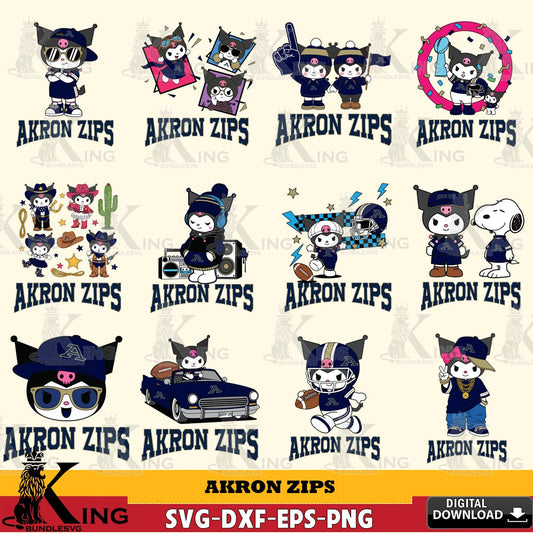 Akron Zips Kuromi Football Jersey NCAA Bundle SVG file, Cricut, Cut file  , Digital Download , Instant Download, Sanrio svg, Clipart