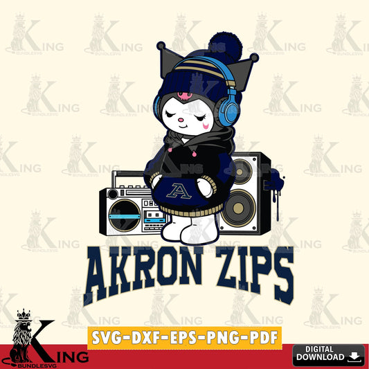 Akron Zips Kuromi Football Music SVG file, Cricut, Cut file  , Digital Download , Instant Download, Sanrio svg, Clipart