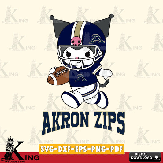 Akron Zips Kuromi Football Run SVG file, Cricut, Cut file  , Digital Download , Instant Download, Sanrio svg, Clipart
