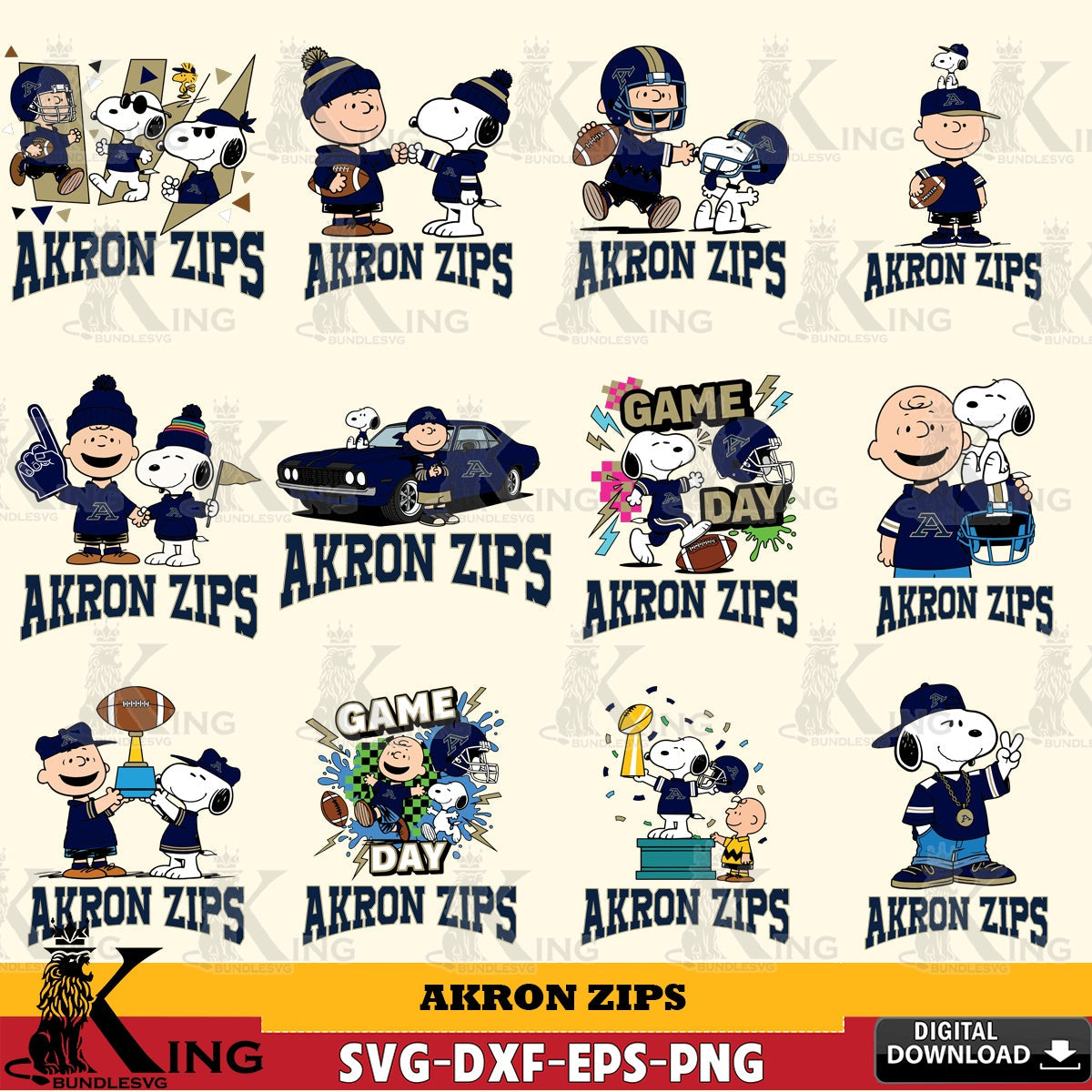 Akron Zips Peanuts Football NCAA Bundle SVG, Cricut, Cut file  , Digital Download , Instant Download, Peanuts svg, NCAA svg, Football svg, Sport svg
