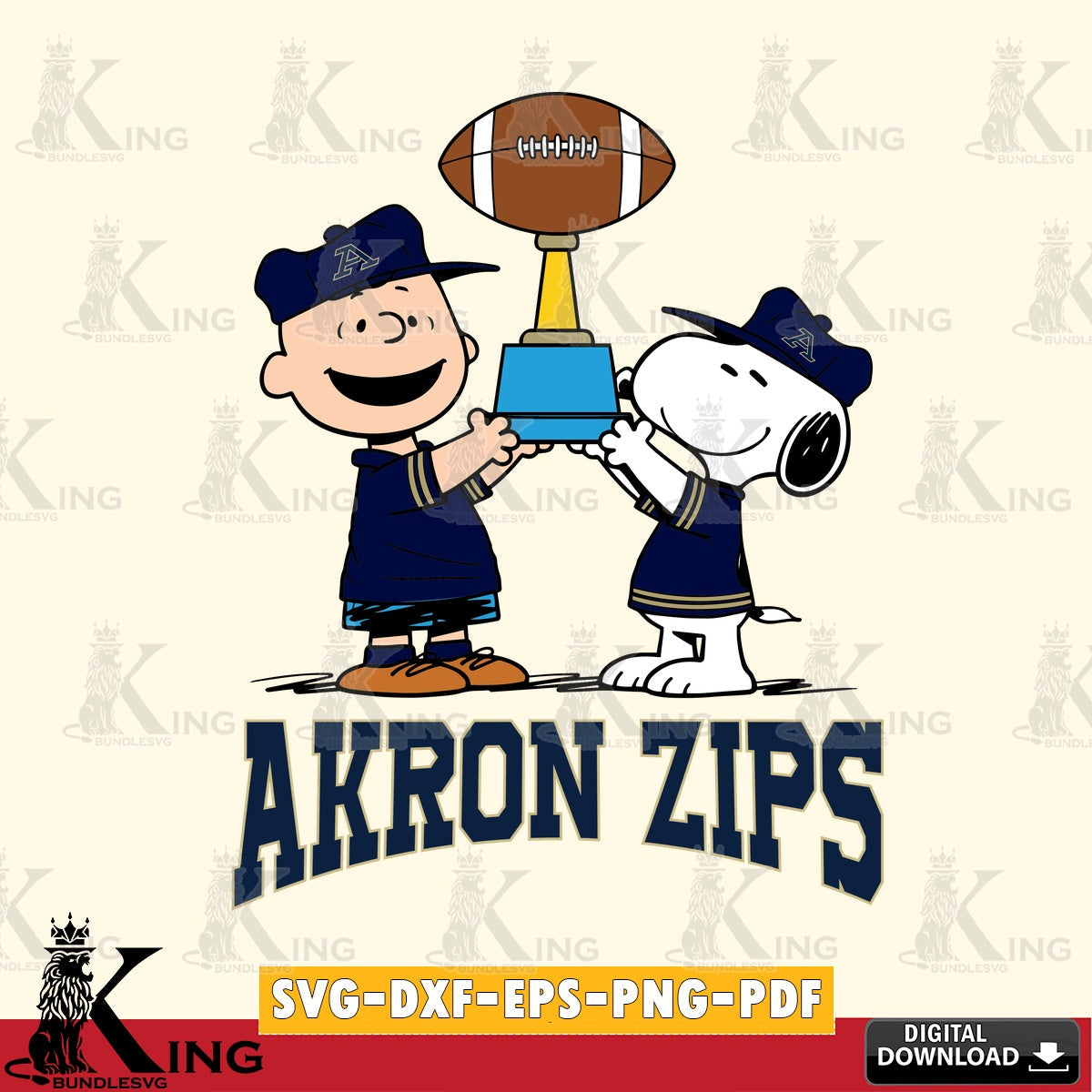 Akron Zips Peanuts Football Trophy SVG, Cricut, Cut file  , Digital Download , Instant Download, Peanuts svg, NCAA svg, Football svg, Sport svg