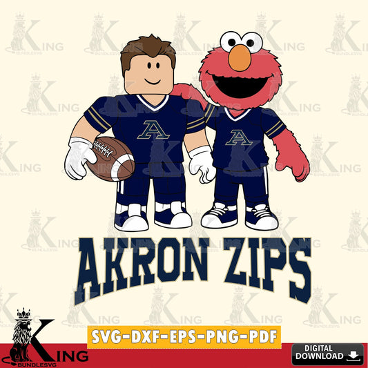 Akron Zips Roblox & Elmo Football SVG file , NCAA Cricut,  File cut , Digital Download , PDF File