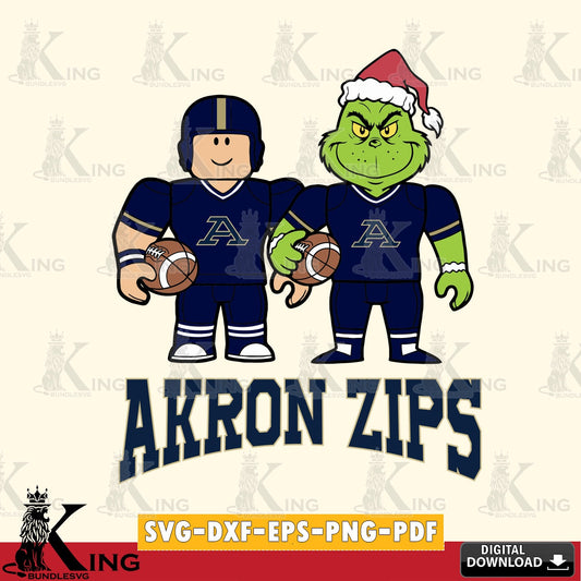 Akron Zips Roblox & Grinch Football SVG file , NCAA Cricut,  File cut , Digital Download , PDF File