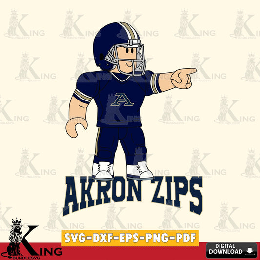 Akron Zips Roblox Player Football SVG file , NCAA Cricut,  File cut , Digital Download , PDF File
