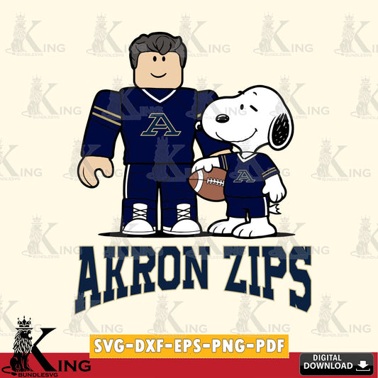 Akron Zips Roblox & Snoopy Football SVG file , NCAA Cricut,  File cut , Digital Download , PDF File