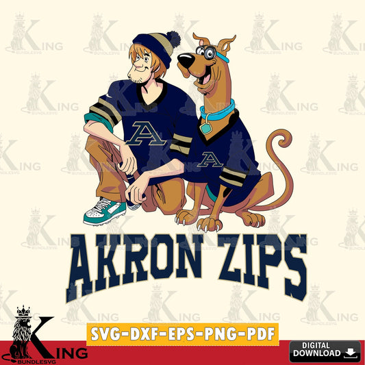 Stylish representation of Akron Zips, Shaggy and Scooby Doo football, SVG cut file for personalized gifts and laser projects
