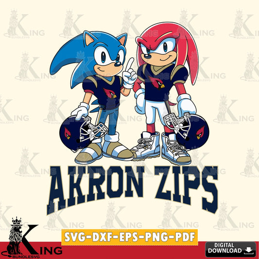 Hand-drawn style art of Akron Zips Sonic And Knuckles Football printable vector design for sublimation and crafts