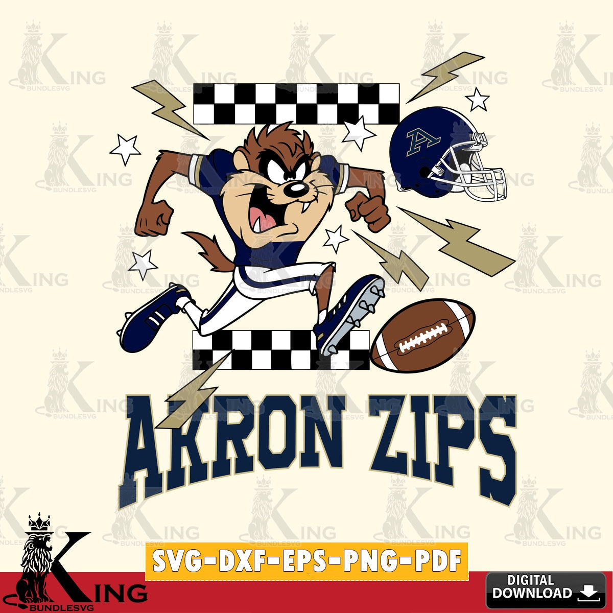 Akron Zips Taz Football Lightning SVG file, Cut file  , Digital Download , Instant Download, Taz svg, NCAA svg
