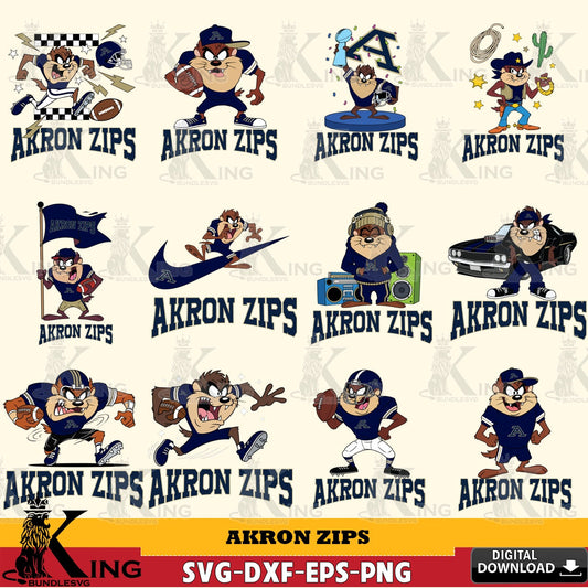 Akron Zips Taz Football NCAA Bundle SVG file, Cut file  , Digital Download , Instant Download, Taz svg, NCAA svg