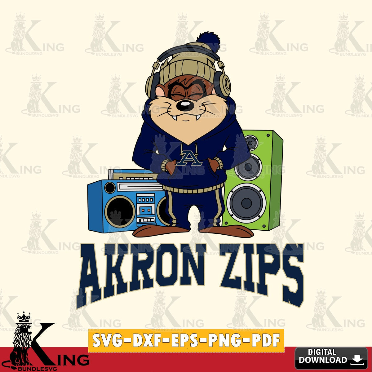 Akron Zips Taz Hip Hop SVG file, Cut file  , Digital Download , Instant Download, Taz svg, NCAA svg