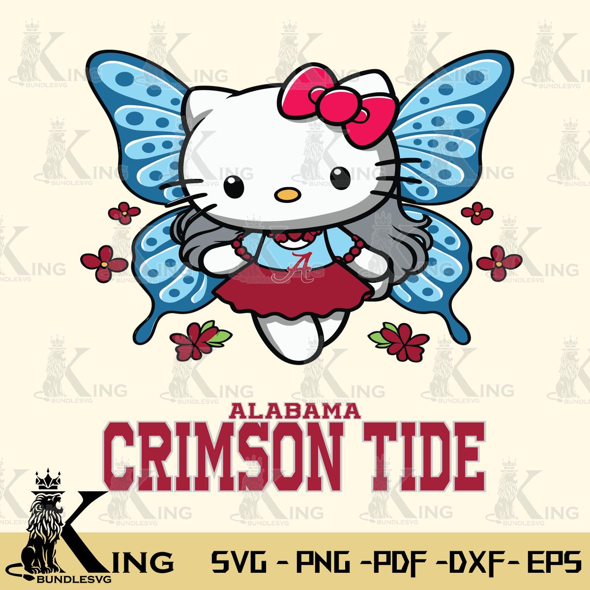 Alabama Crimson Tide Butterfly Kitty Charm Svg Eps Dxf Png File, Digital Download