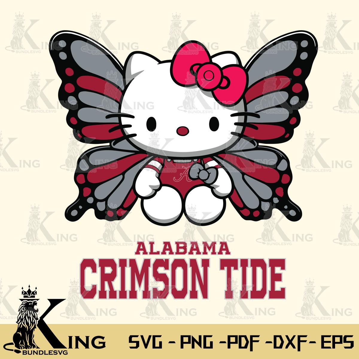 Alabama Crimson Tide Butterfly Kitty Delight Svg Eps Dxf Png File, Digital Download