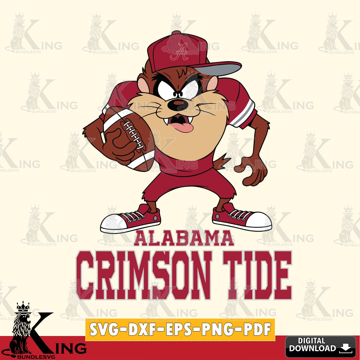 Alabama Crimson Tide Đồng phục bóng đá Taz SVG file, Cut file  , Digital Download , Instant Download, Taz svg, NCAA svg