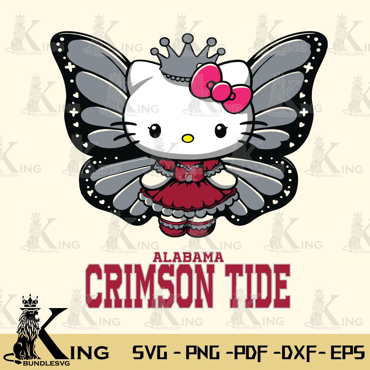 Alabama Crimson Tide Kitty Wings & Flowers Svg Eps Dxf Png File, Digital Download