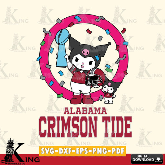 Alabama Crimson Tide Kuromi Football Champion SVG file, Cricut, Cut file  , Digital Download , Instant Download, Sanrio svg, Clipart