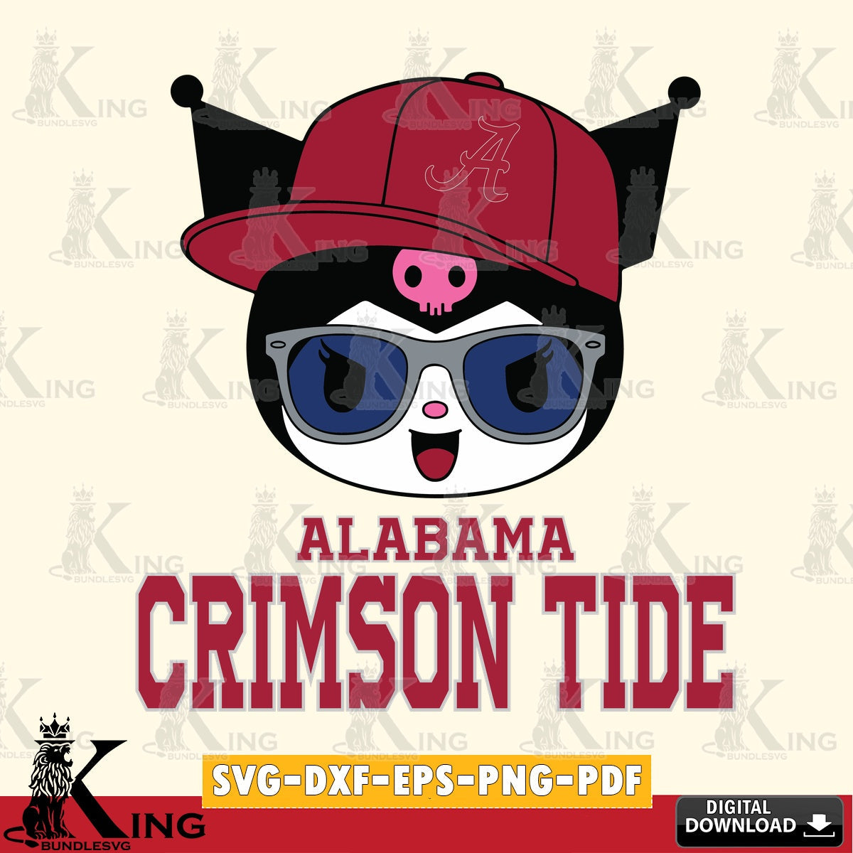 Alabama Crimson Tide Kuromi Football Cool SVG file, Cricut, Cut file  , Digital Download , Instant Download, Sanrio svg, Clipart