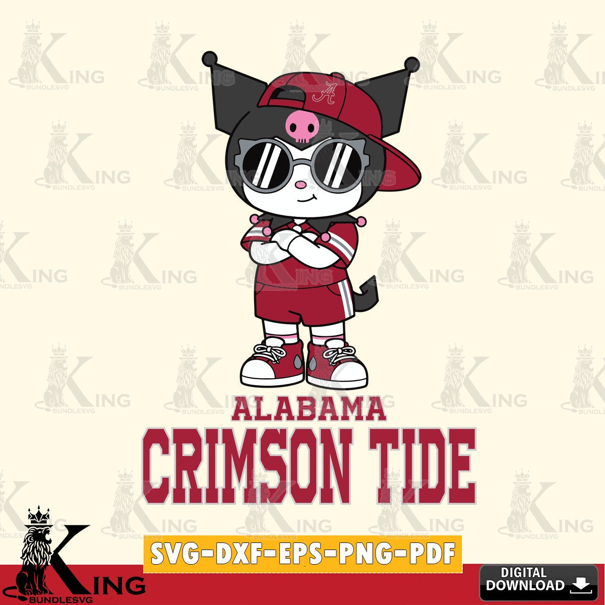 Alabama Crimson Tide Kuromi Football Jersey SVG file, Cricut, Cut file  , Digital Download , Instant Download, Sanrio svg, Clipart