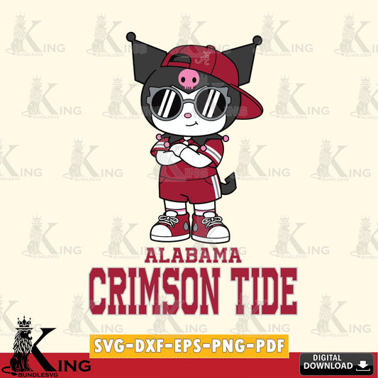 Alabama Crimson Tide Kuromi Football Jersey SVG file, Cricut, Cut file  , Digital Download , Instant Download, Sanrio svg, Clipart