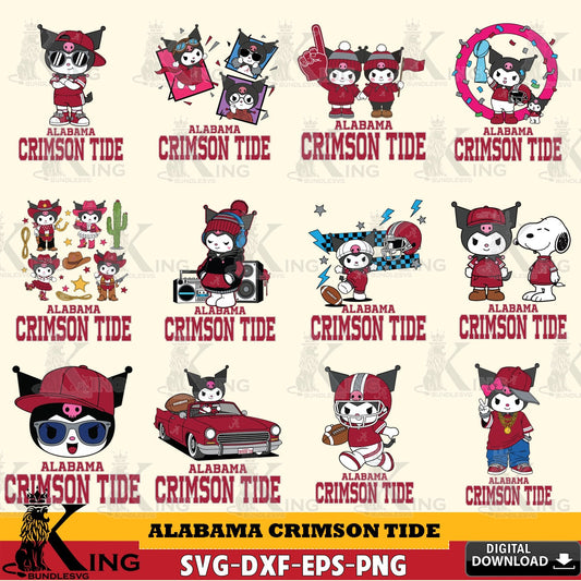 Alabama Crimson Tide Kuromi Football Jersey NCAA Bundle SVG file, Cricut, Cut file  , Digital Download , Instant Download, Sanrio svg, Clipart