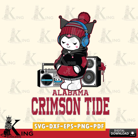 Alabama Crimson Tide Kuromi Football Music SVG file, Cricut, Cut file  , Digital Download , Instant Download, Sanrio svg, Clipart
