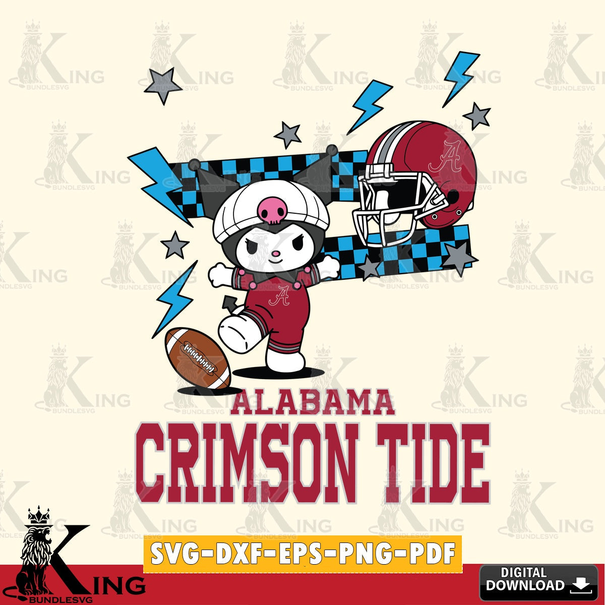 Alabama Crimson Tide Kuromi Game Day SVG file, Cricut, Cut file  , Digital Download , Instant Download, Sanrio svg, Clipart